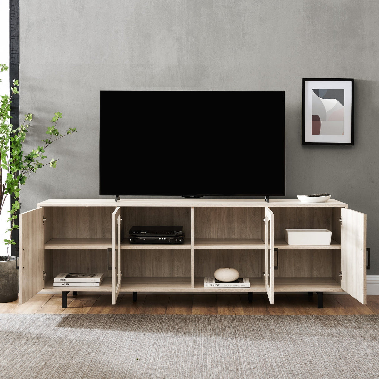 Ella Herringbone TV Stand-Entertainment-Parc Decor