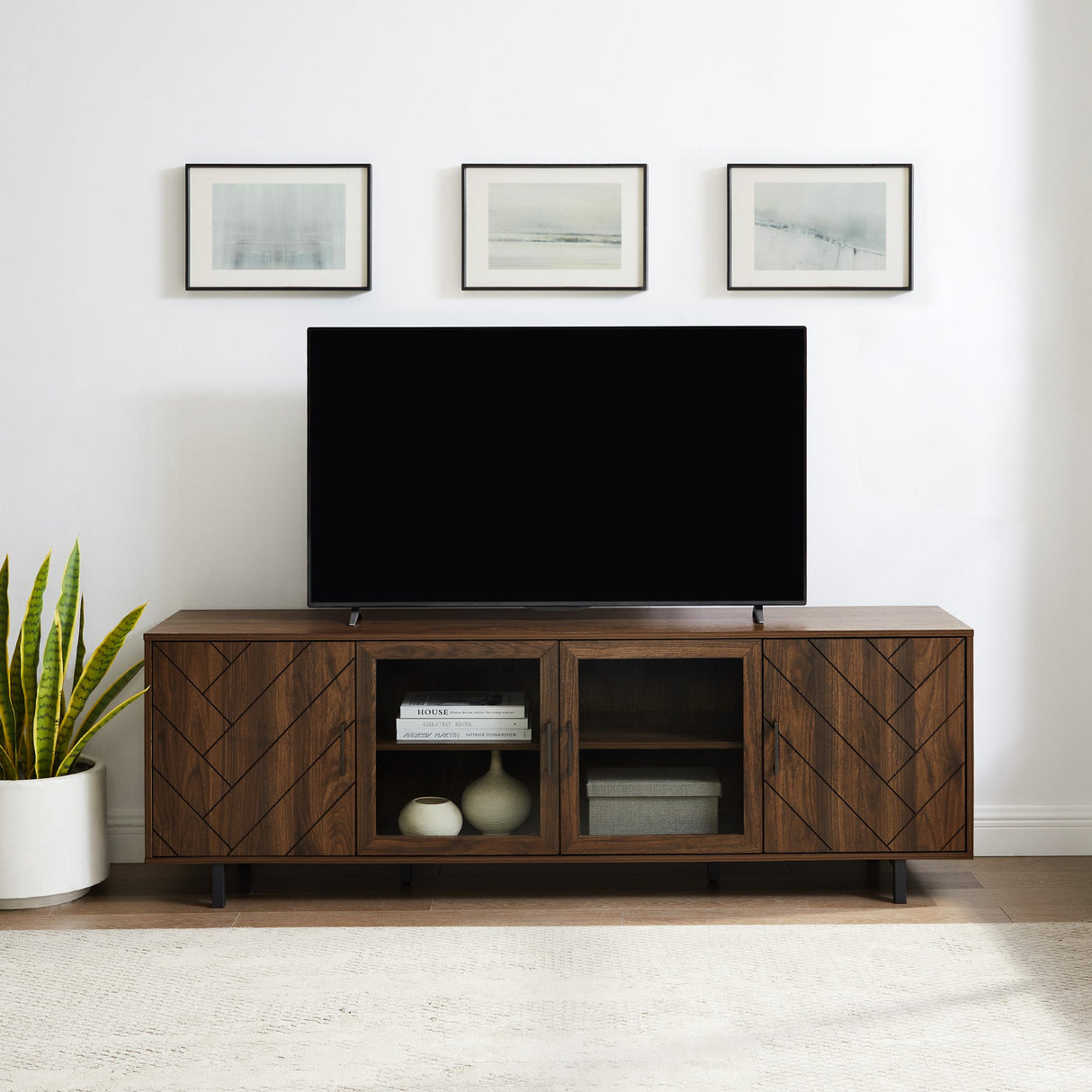 Ella Herringbone TV Stand-Entertainment-Parc Decor