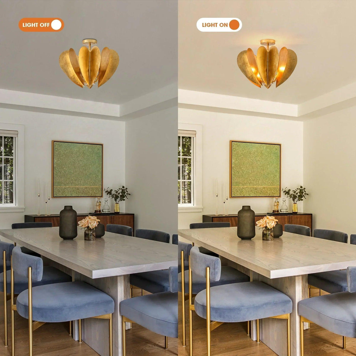 Elvira Farmhouse Gold Hexagonal Ceiling Light