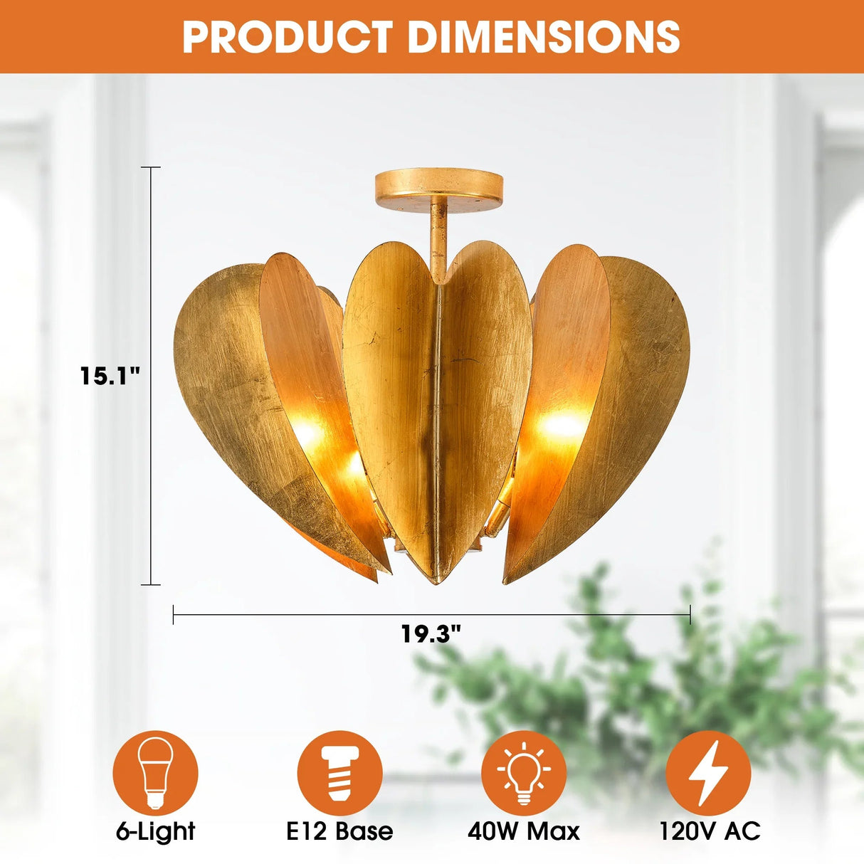 Elvira Farmhouse Gold Hexagonal Ceiling Light