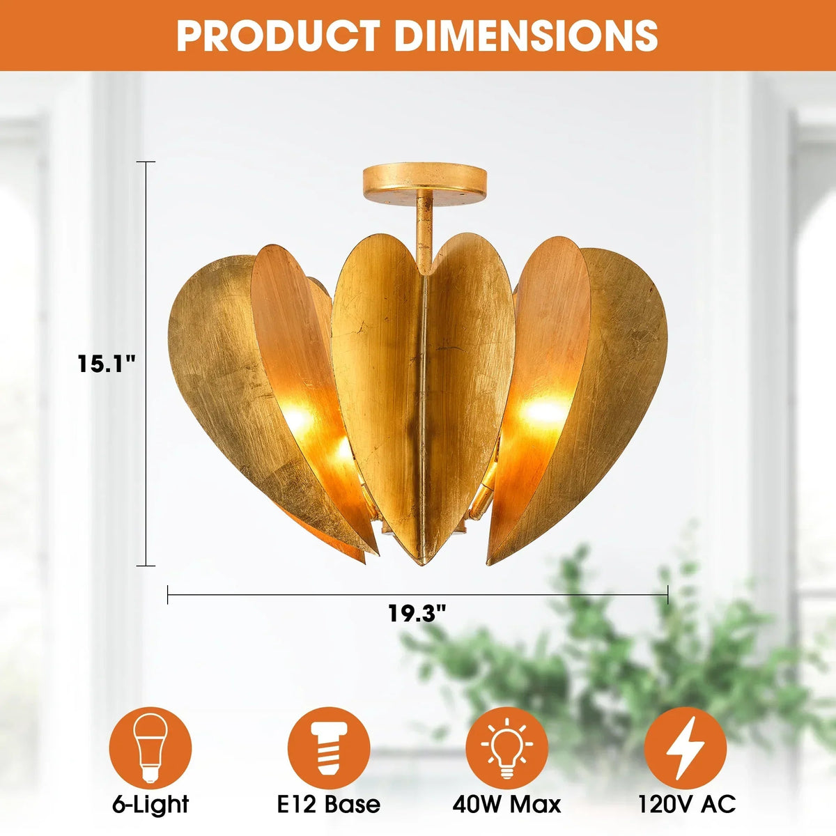 Elvira Farmhouse Gold Hexagonal Ceiling Light