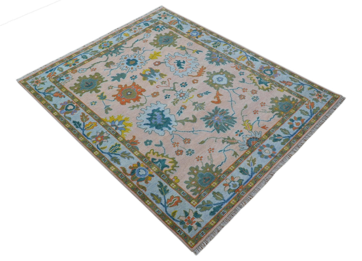 Emmy Custom Made Traditional Design Peach Hand Knotted Wool Rug