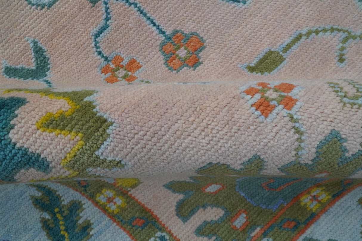 Emmy Custom Made Traditional Design Peach Hand Knotted Wool Rug