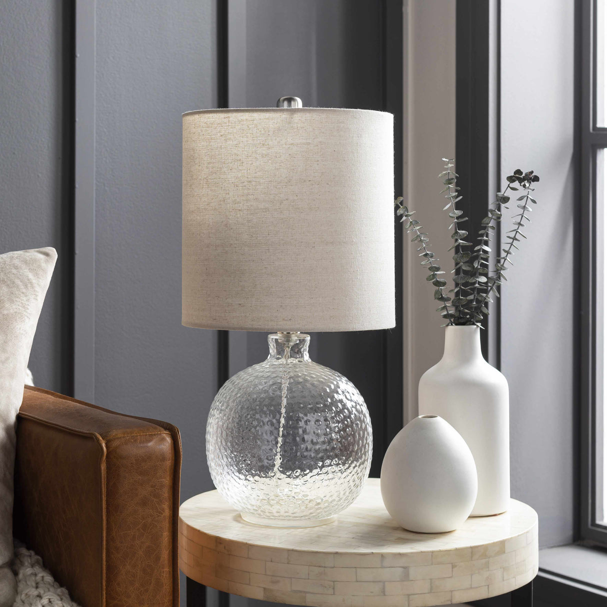 Enetai Glass White Table Lamp-Lighting-Parc Decor