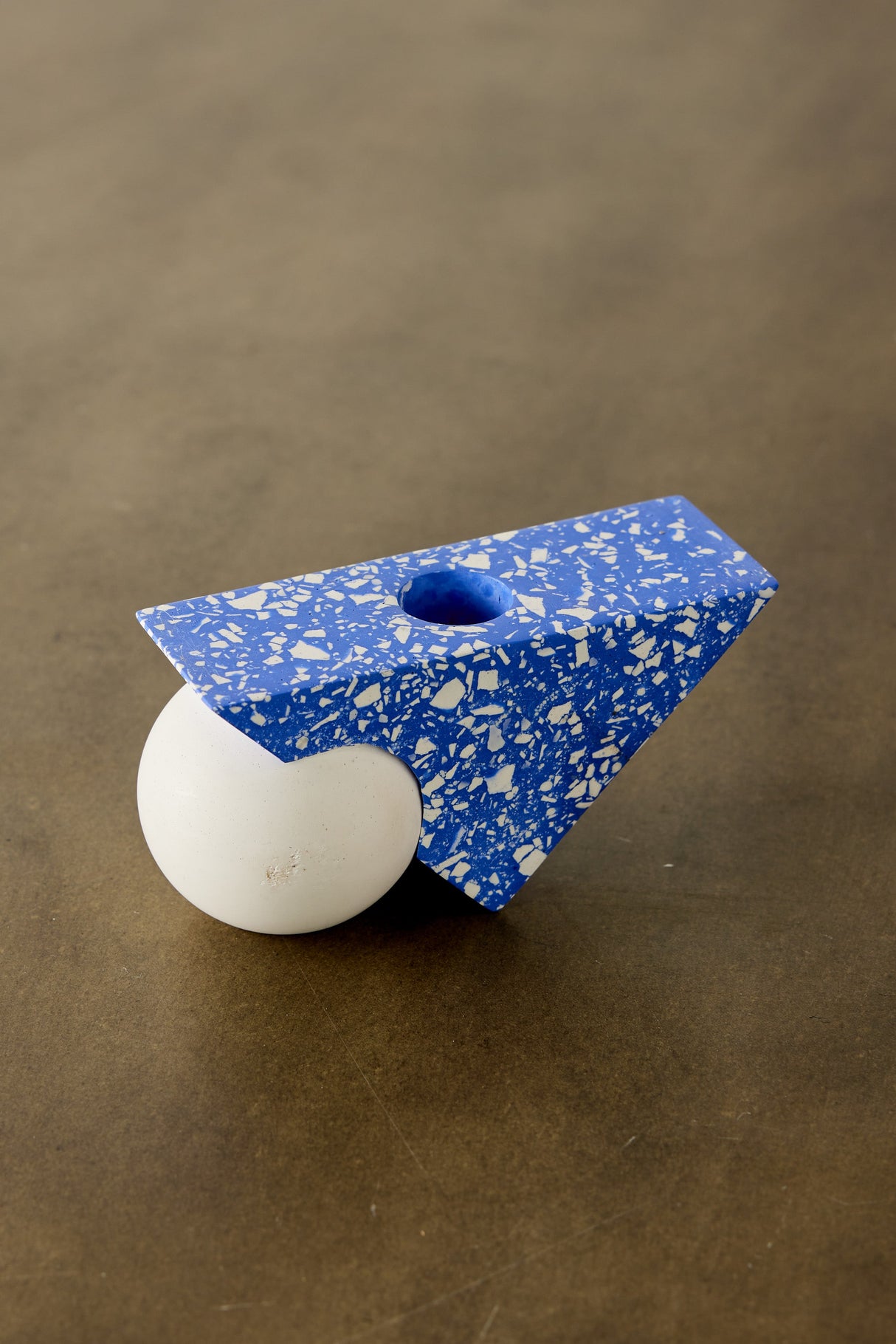 Equilibrium Cobalt Blue Terrazzo Taper Candle Holder-Décor-Parc Decor