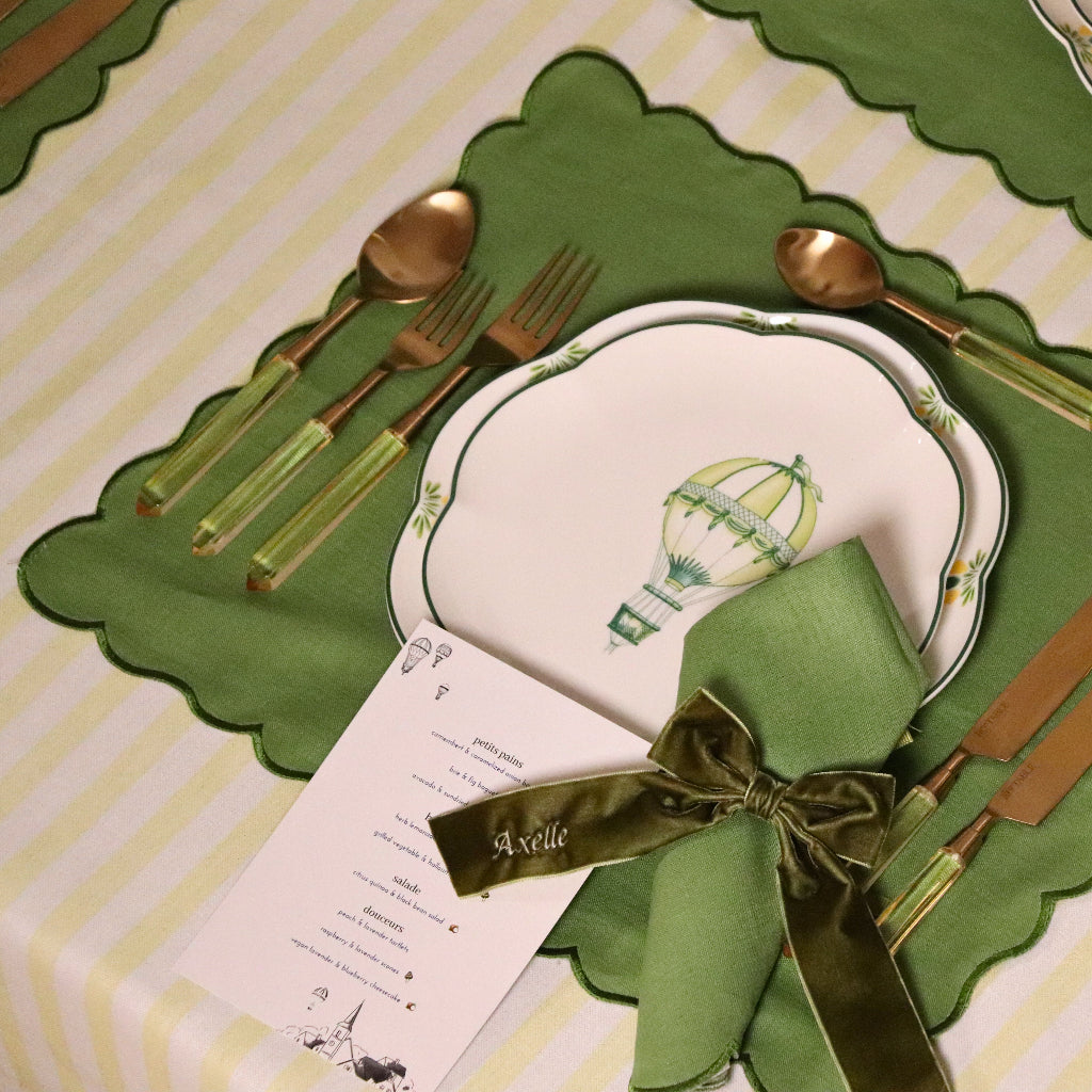 Evergreen Wave Linen Placemats – Set of 4