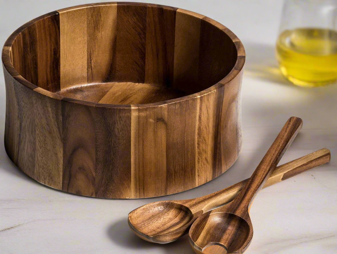 Extra Large Salad Bowl with Servers - 328C3-Salad Bowl-Parc Decor