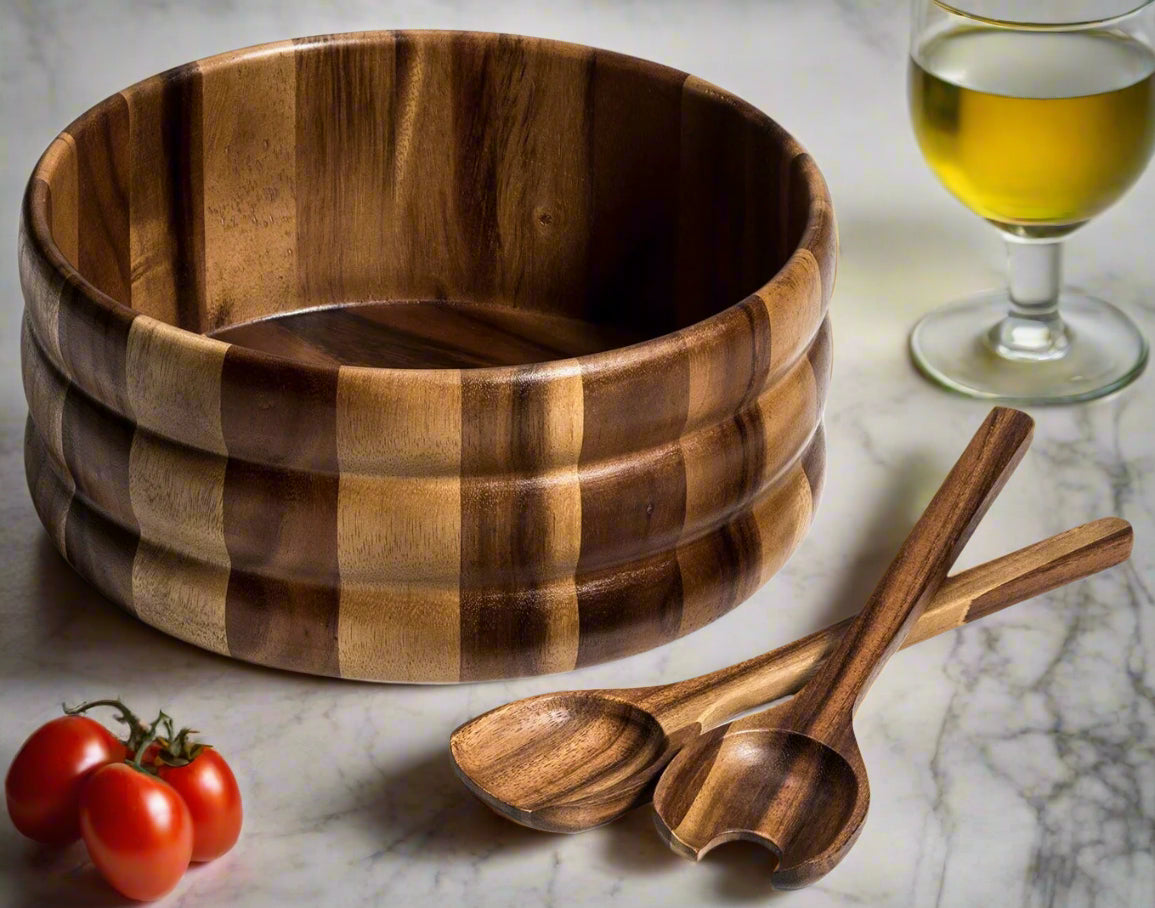 Extra Large Salad Bowl with Servers - 330C3-Salad Bowl-Parc Decor