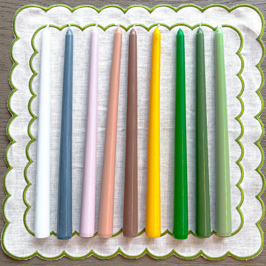 Extra Tall Grass Green Taper Candle, 1 Case of 48 Packs (4 Candles per Pack)