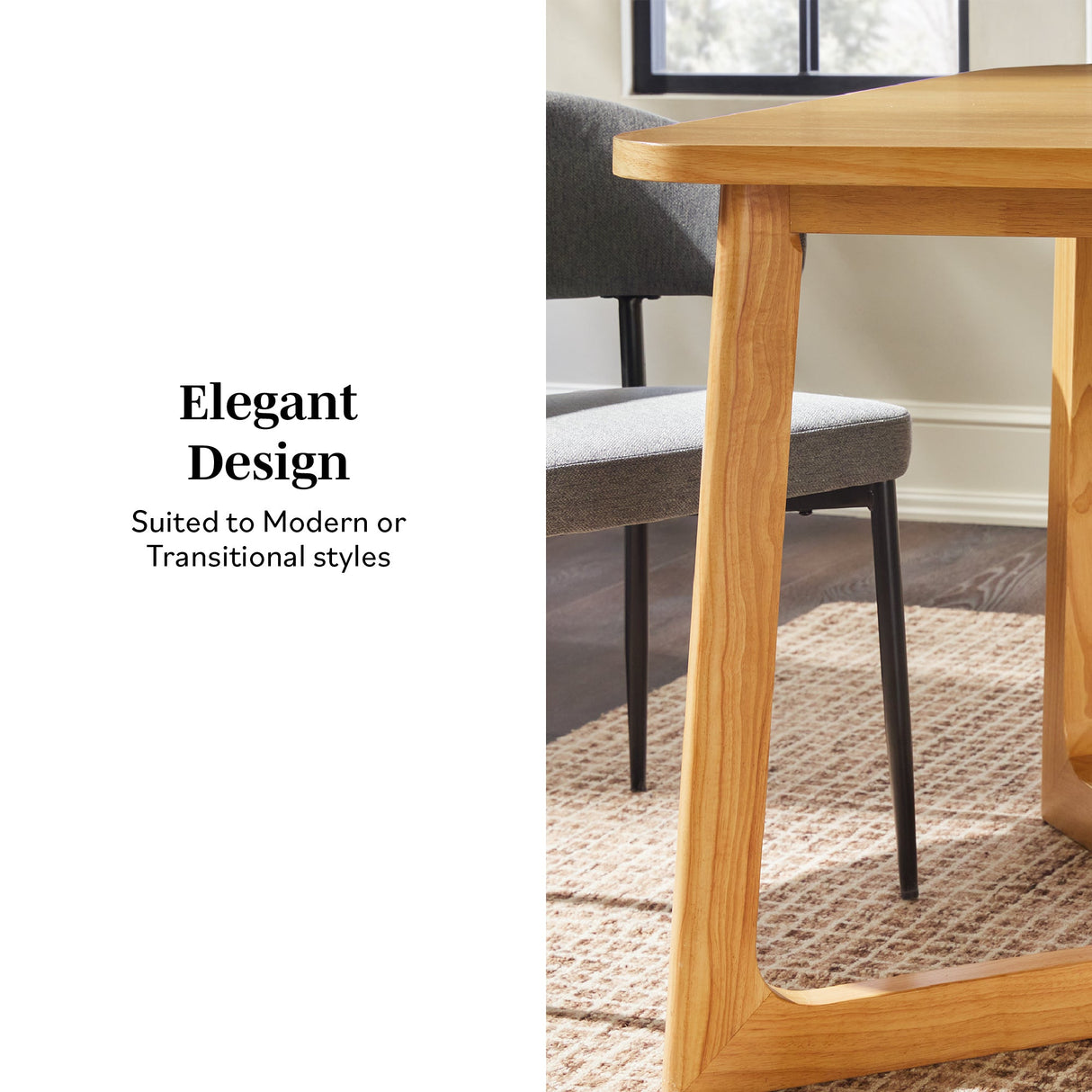 Ezra Modern Solid Wood Rectangle Dining Table for 6-Dining / Kitchen-Parc Decor