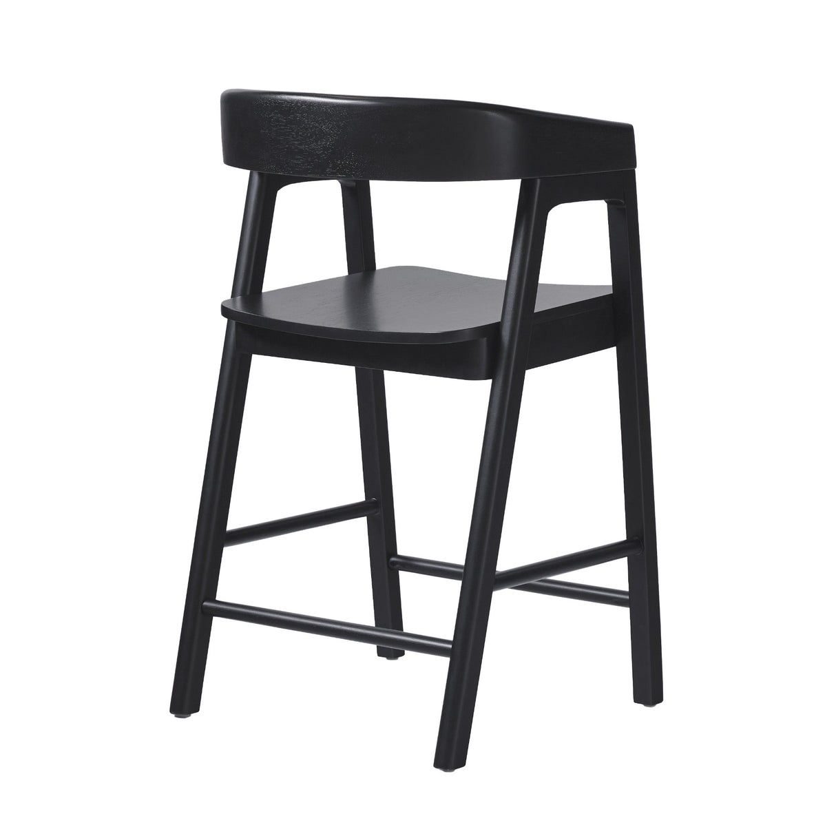 Ezra Modern Solid Wood Rounded Back Single Counter Stool-Dining / Kitchen-Parc Decor