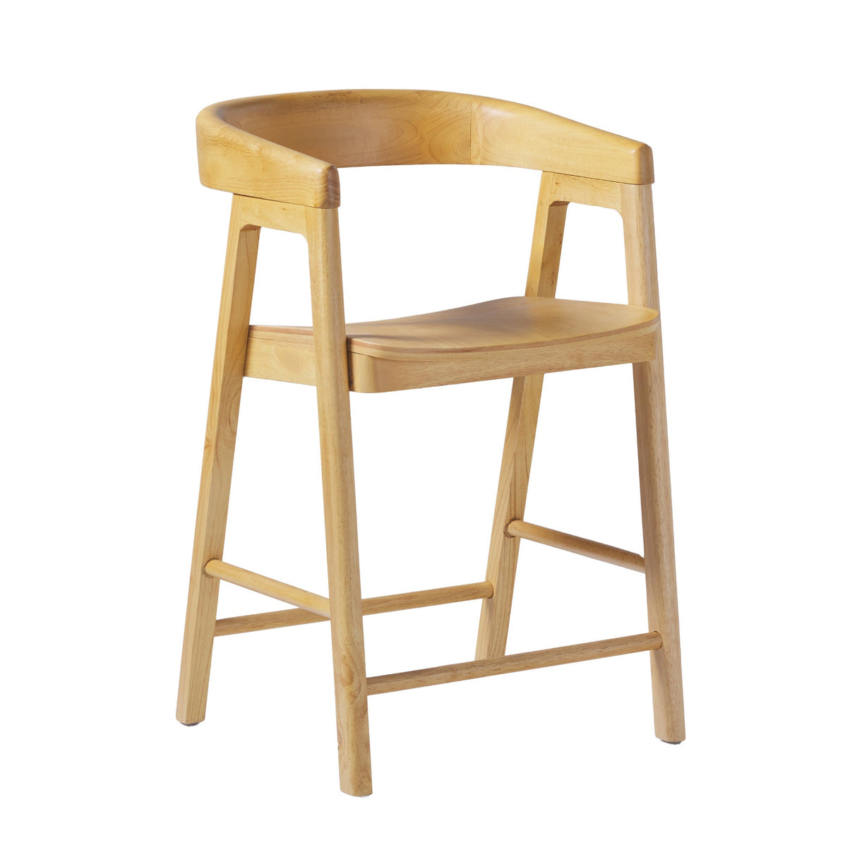 Ezra Modern Solid Wood Rounded Back Single Counter Stool-Dining / Kitchen-Parc Decor