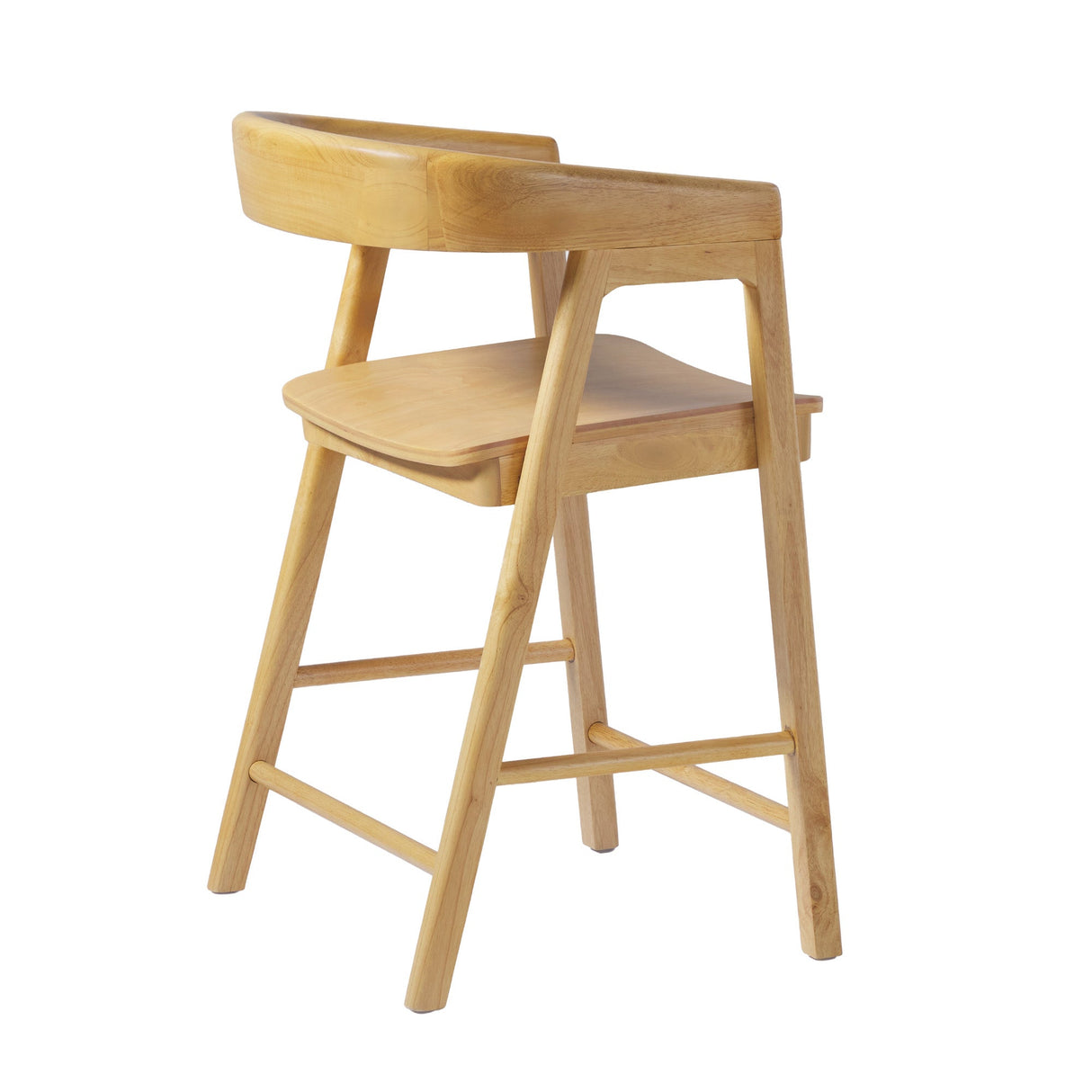 Ezra Modern Solid Wood Rounded Back Single Counter Stool-Dining / Kitchen-Parc Decor