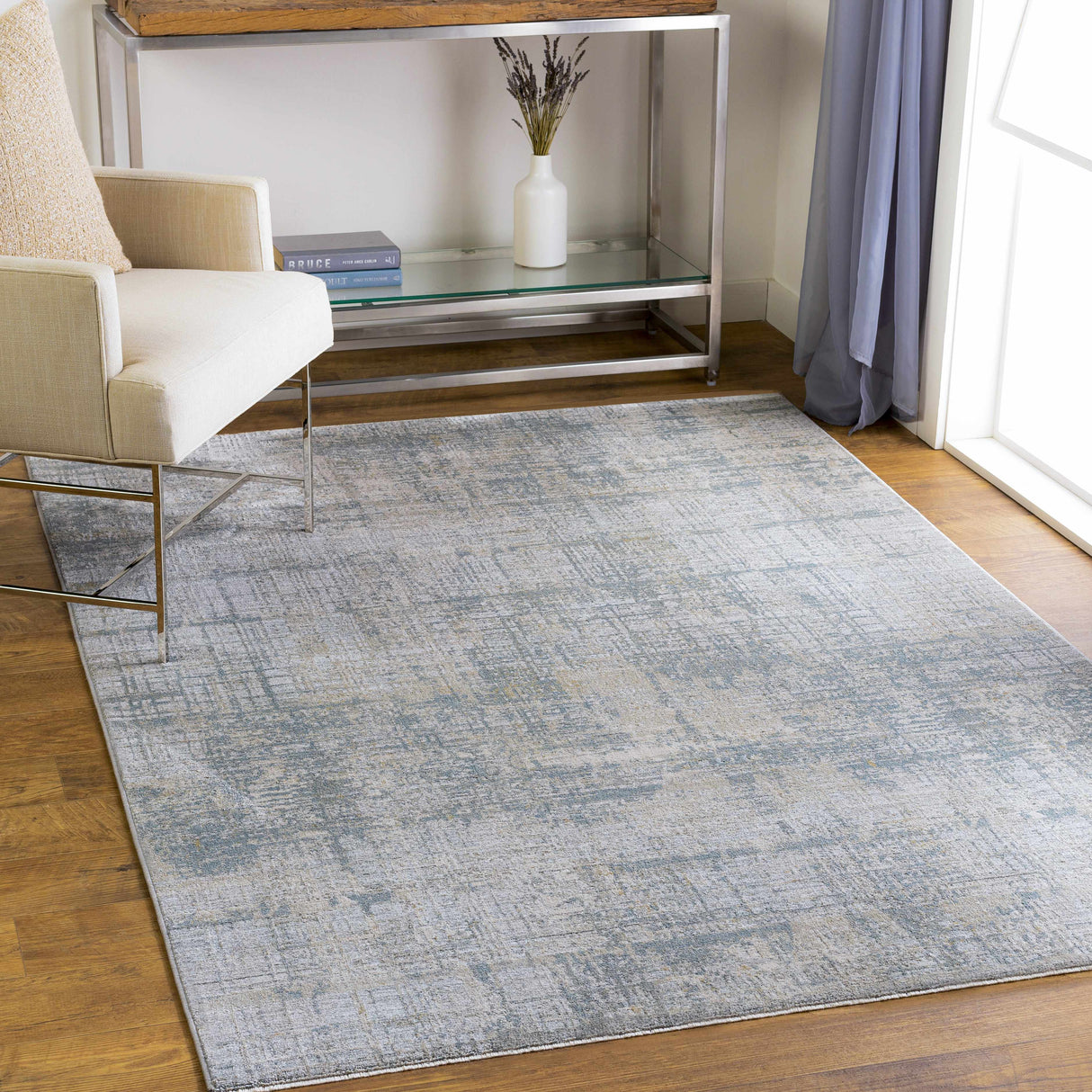 Fallin Gray Abstract Striped Luxe Rug-Rugs-Parc Decor