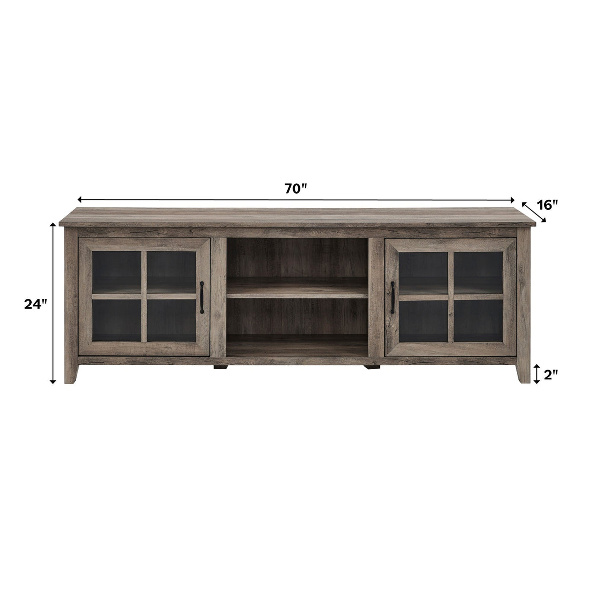 Farmhouse 70" Simple Window Pane 2 Door Wood TV Stand-Entertainment-Parc Decor