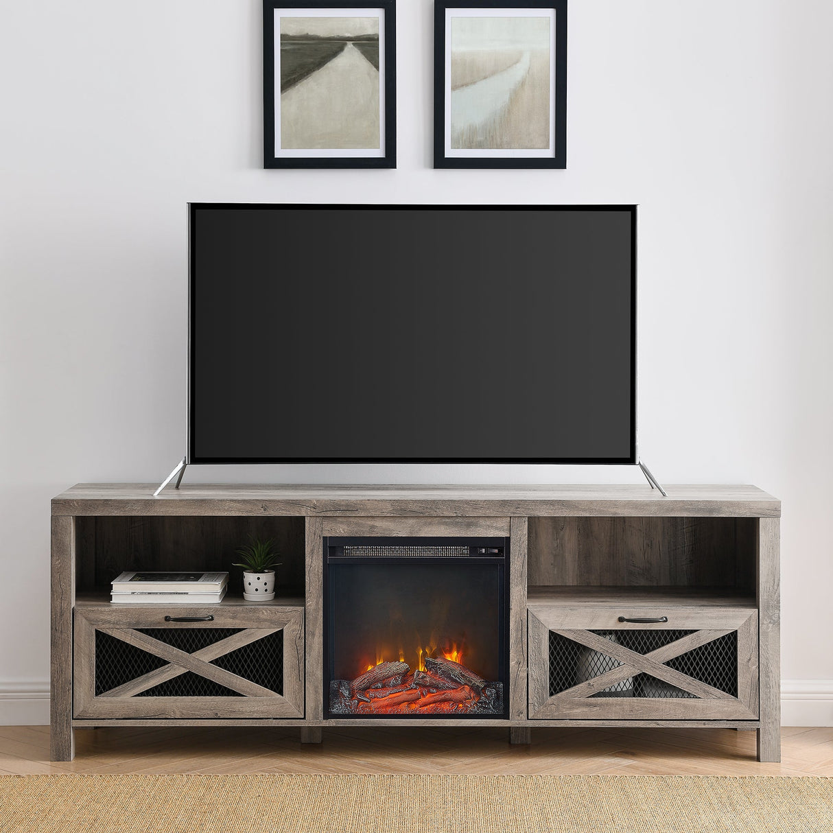 Farmhouse Abilene 70" Rustic Fireplace TV Stand-Fireplace-Parc Decor