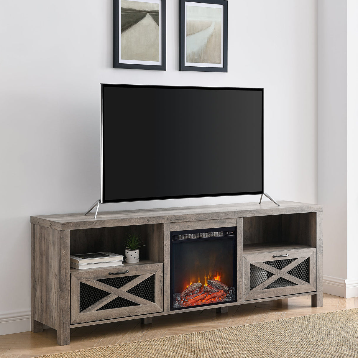 Farmhouse Abilene 70" Rustic Fireplace TV Stand-Fireplace-Parc Decor