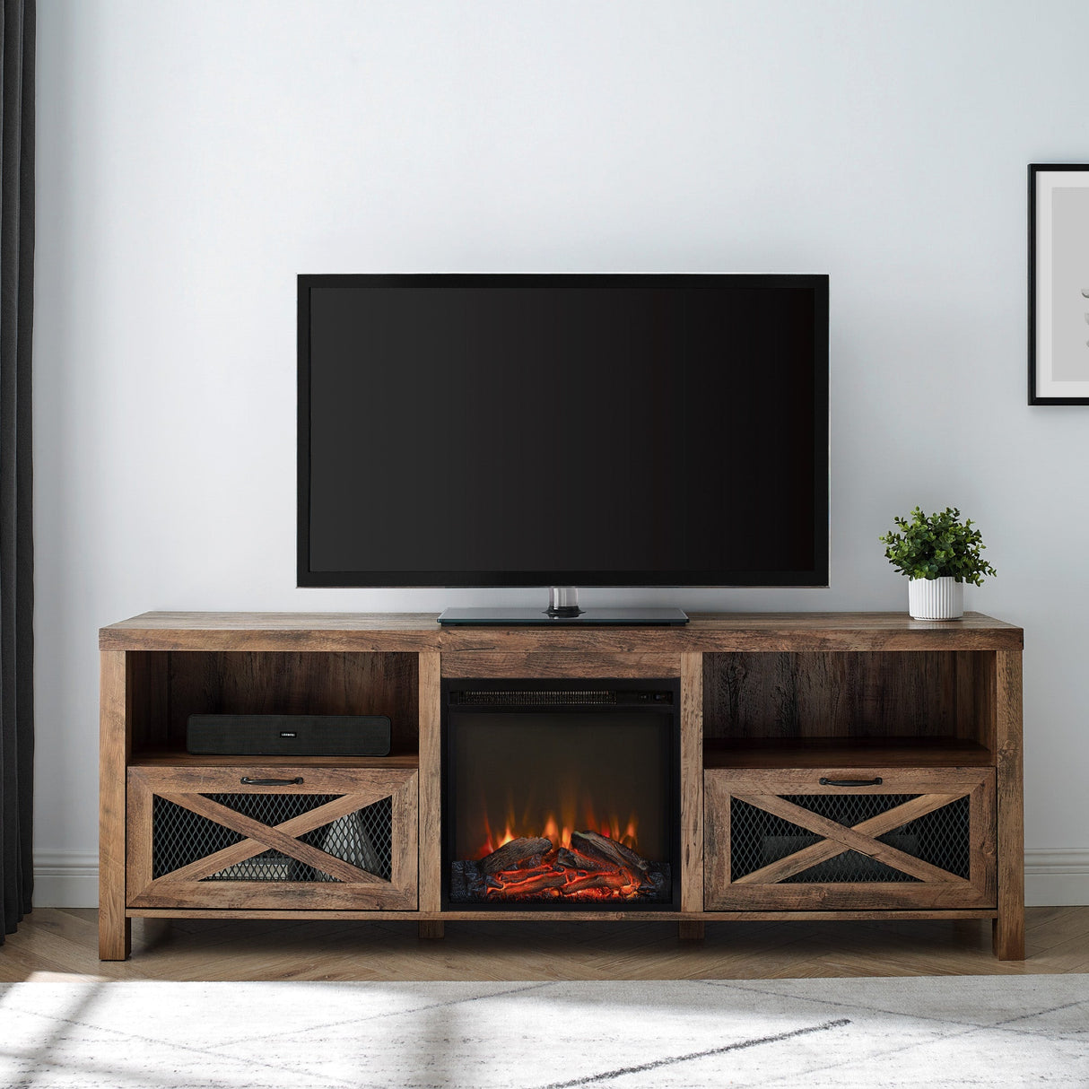 Farmhouse Abilene 70" Rustic Fireplace TV Stand-Fireplace-Parc Decor