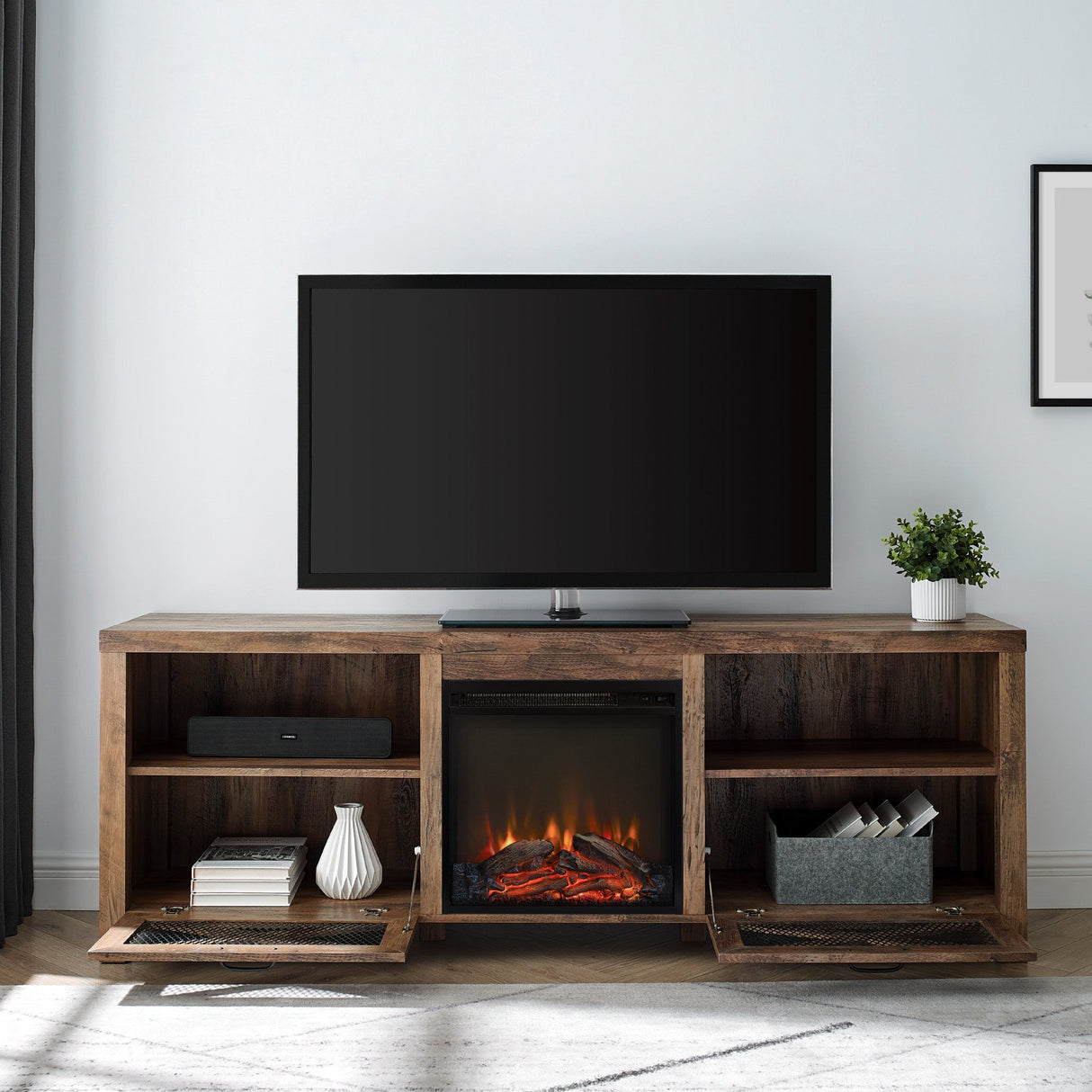 Farmhouse Abilene 70" Rustic Fireplace TV Stand-Fireplace-Parc Decor
