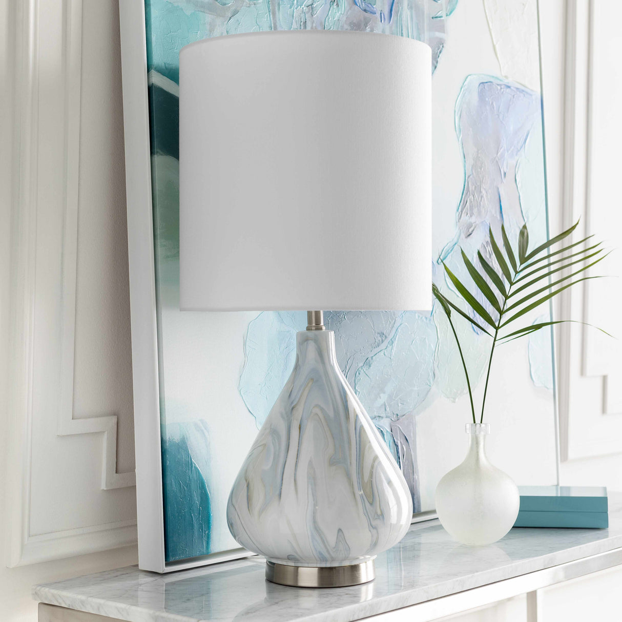 Farnborough Marble Ceramic Table Lamp-Lighting-Parc Decor