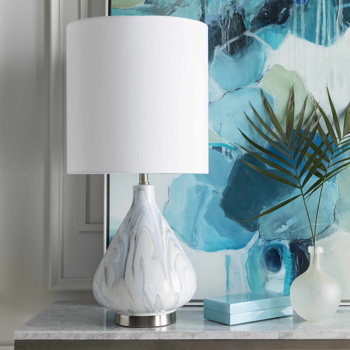 Farnborough Marble Ceramic Table Lamp-Lighting-Parc Decor
