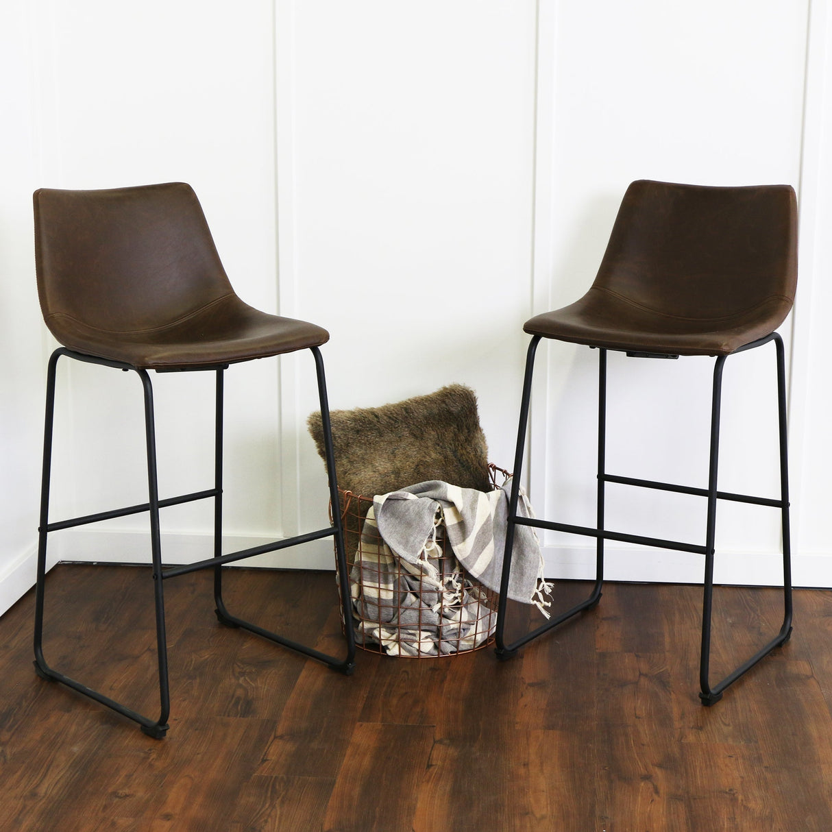 Faux Leather 2-Piece Bar Stools-Dining / Kitchen-Parc Decor