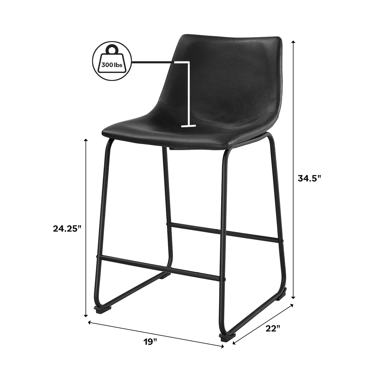 Faux Leather Counter Stools Set of 2-Dining / Kitchen-Parc Decor