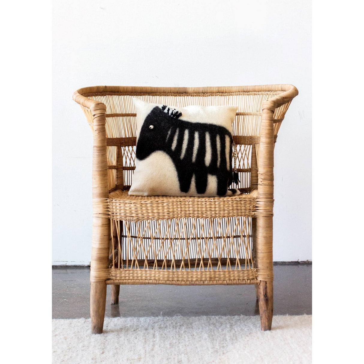 Felted Wool Zebra Throw Pillow