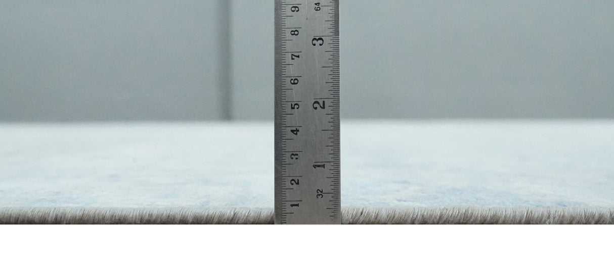 Fine 10x13 Ivory and blue Modern Abstract Hand Knotted Blended Wool and Art silk Area Rug-Area Rug-Parc Decor