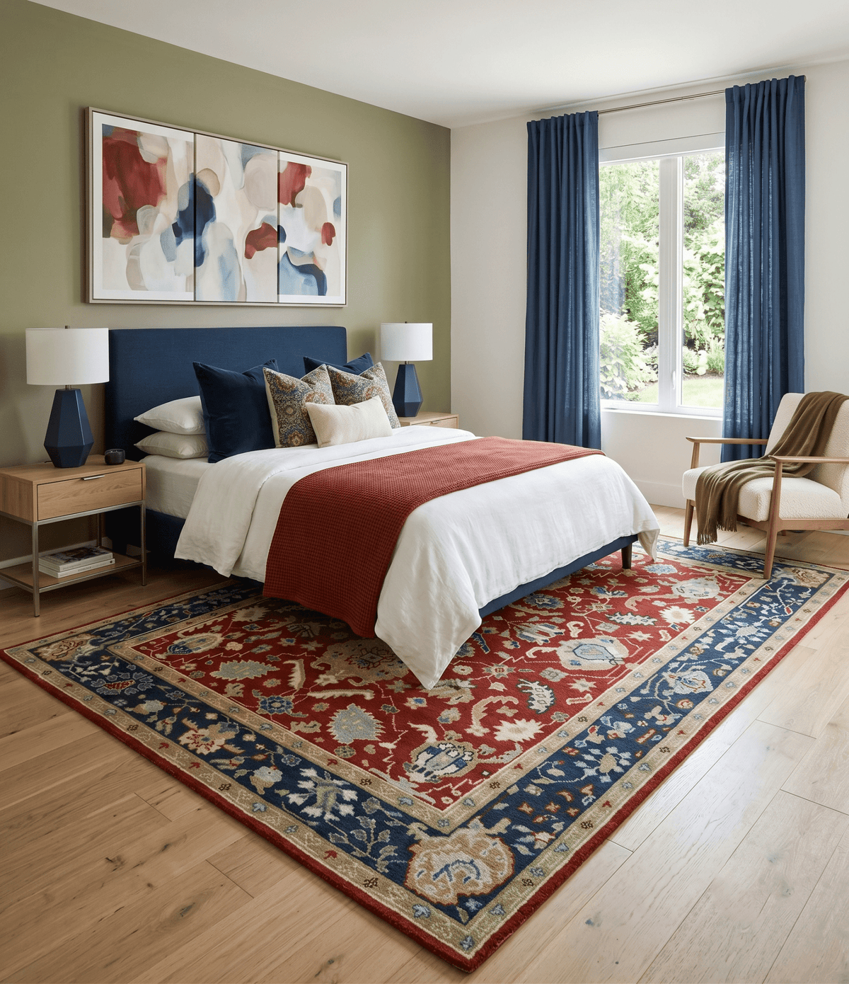 Floral Brown, Blue and Beige Hand Knotted Oriental Oushak Multi Size wool Area Rug