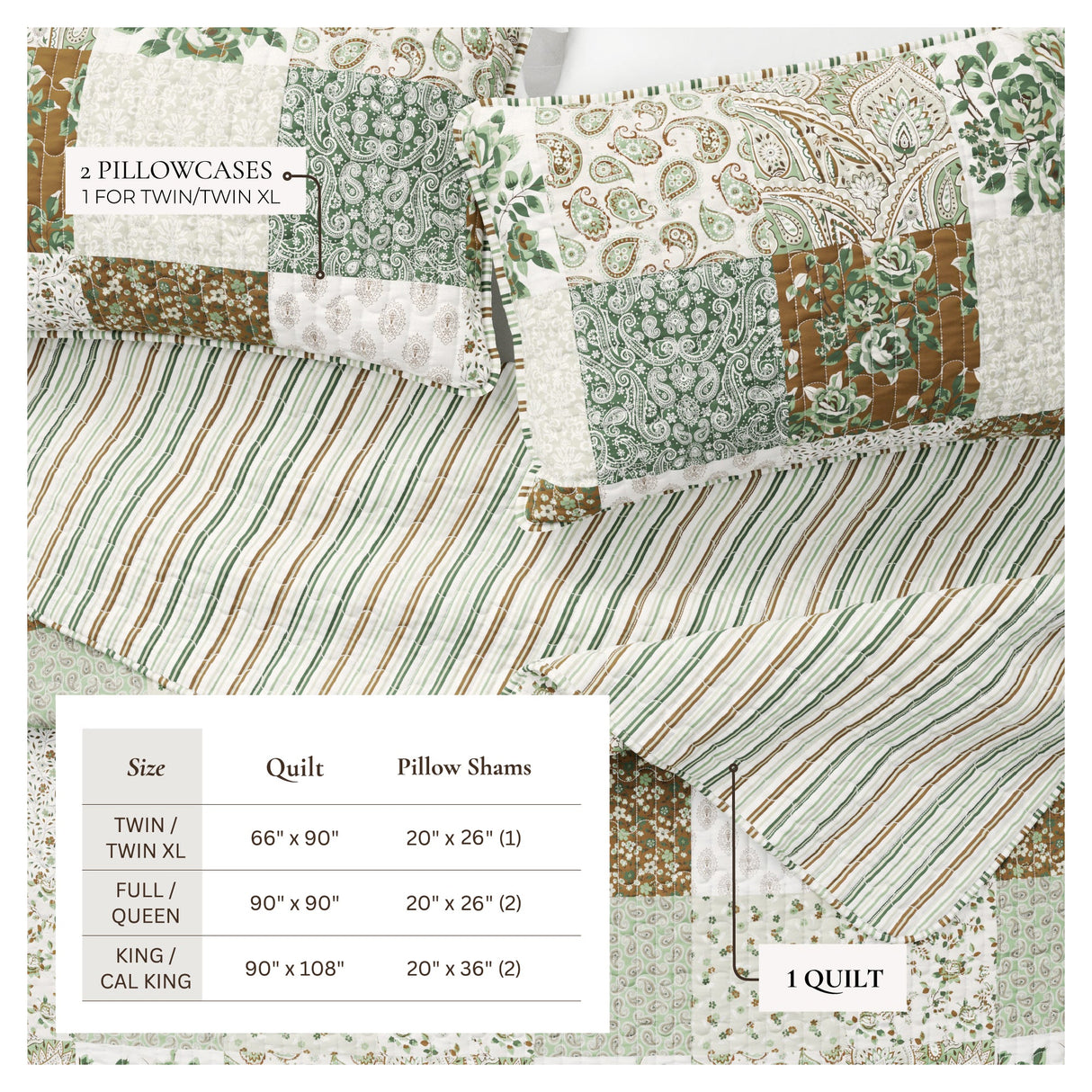 Floral Patchwork Quilt Set - Damia Collection-Quilts & Comforters-Parc Decor
