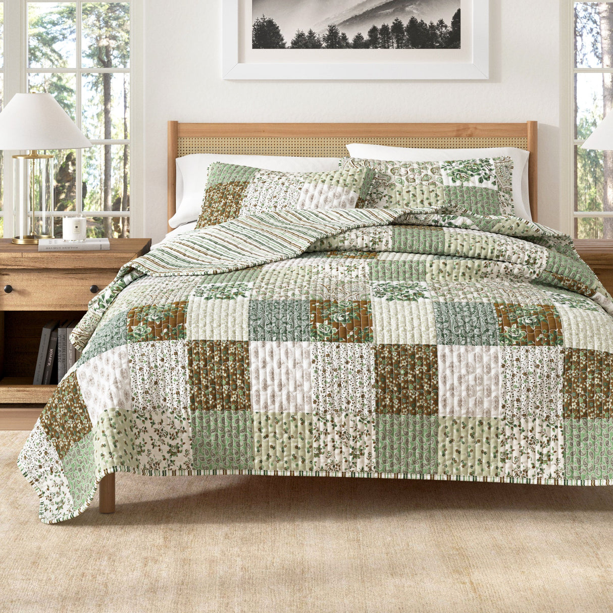 Floral Patchwork Quilt Set - Damia Collection-Quilts & Comforters-Parc Decor