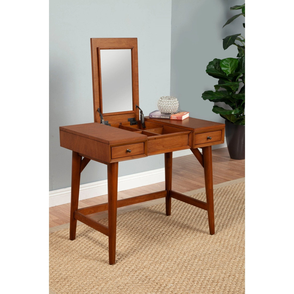Flynn Bedroom Vanity, Chestnut-Bedroom Vanities-Parc Decor