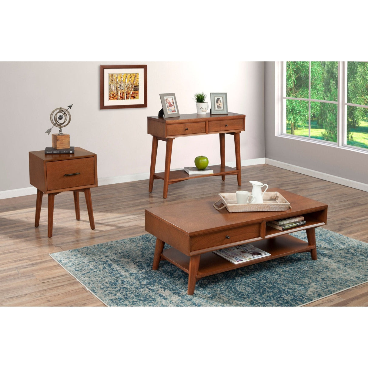 Flynn Console Table, Chestnut-Sofa Table-Parc Decor