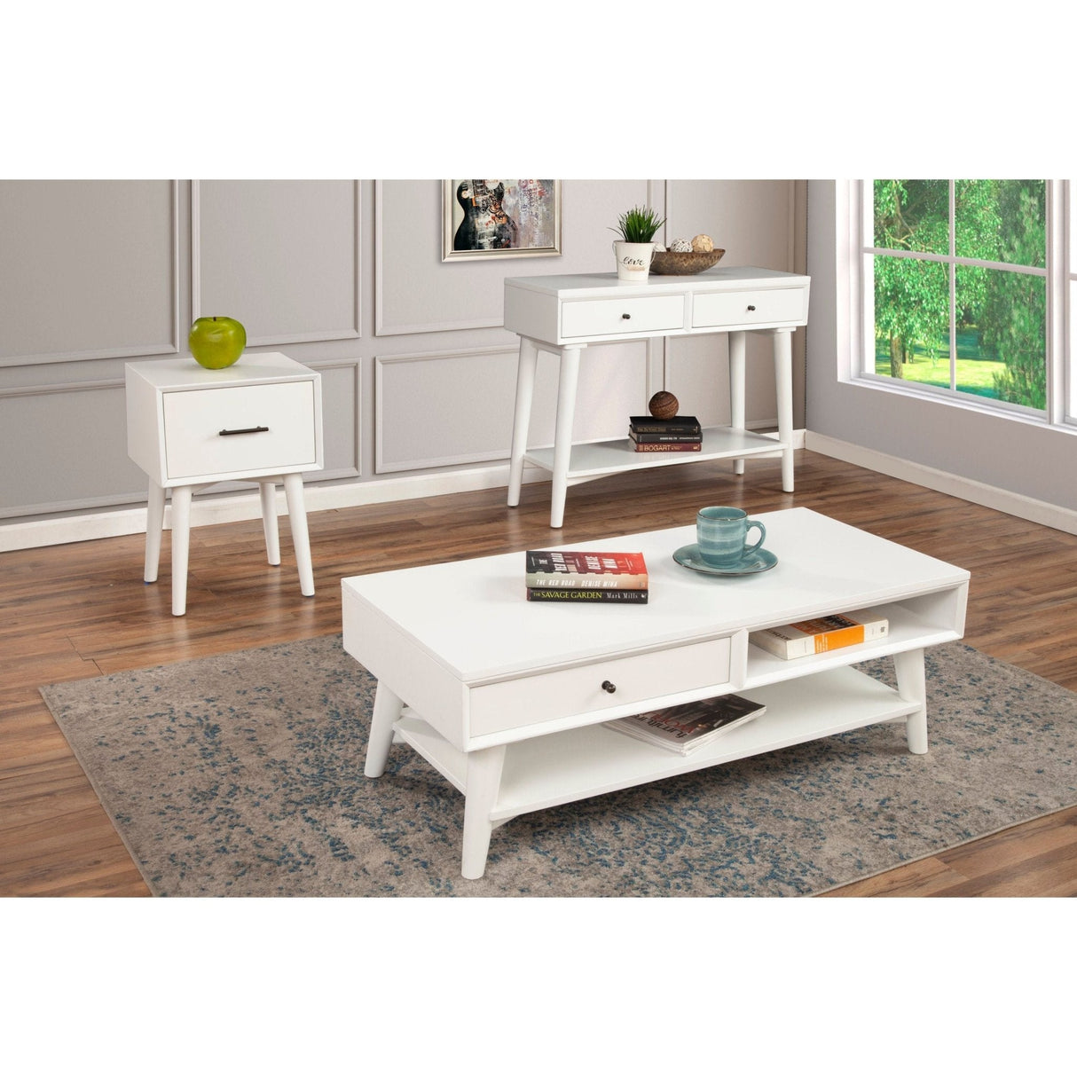 Flynn End Table, White-End Table-Parc Decor