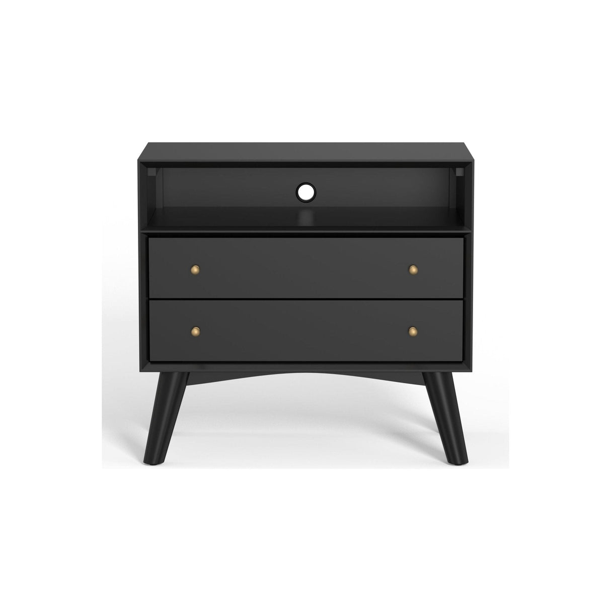 Flynn Large Nightstand, Black-Nightstands-Parc Decor