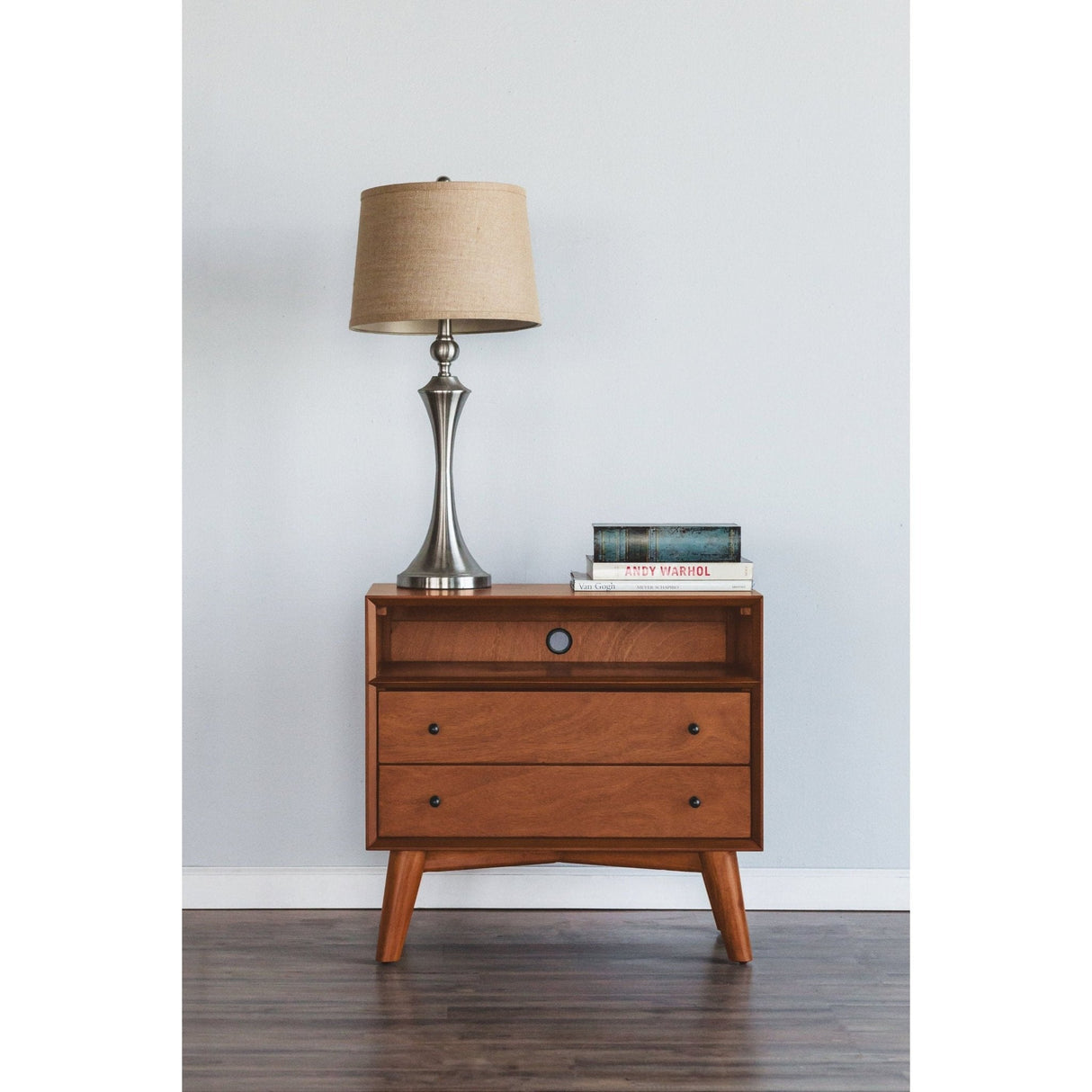 Flynn Large Nightstand, Chestnut-Nightstands-Parc Decor