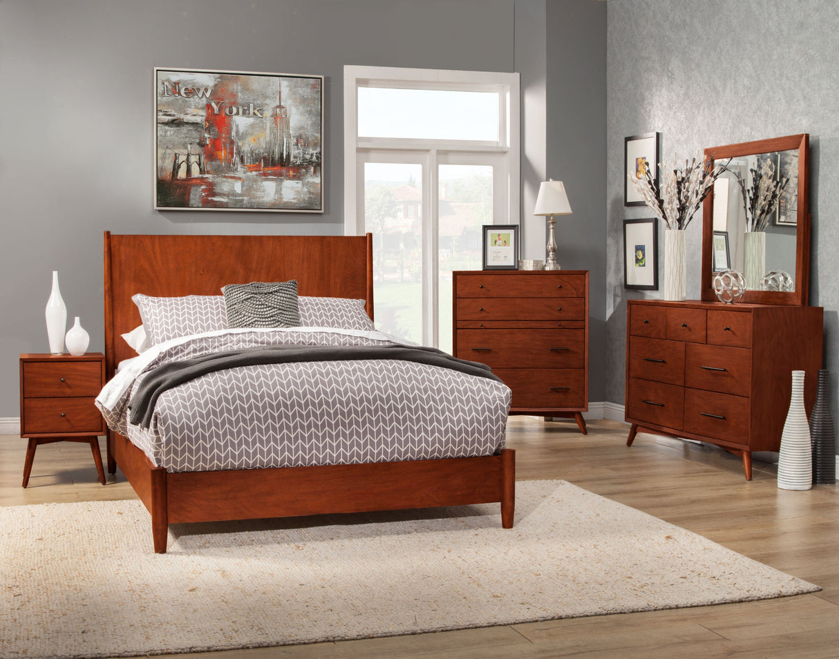 Flynn Panel Bed, Chestnut-Beds-Parc Decor