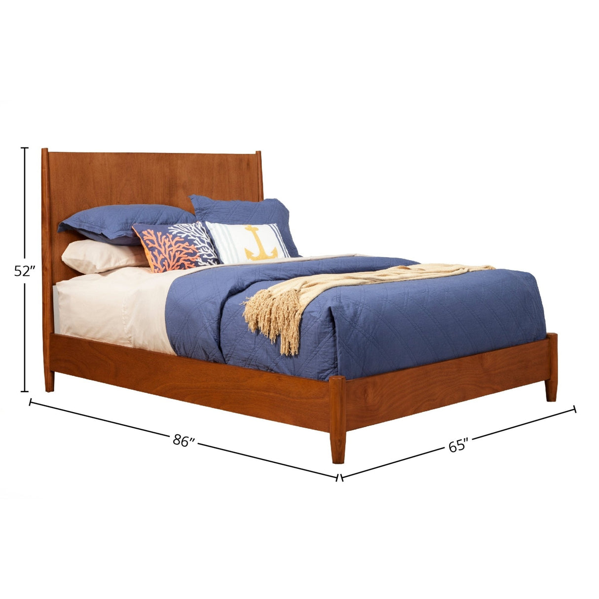 Flynn Panel Bed, Chestnut-Beds-Parc Decor