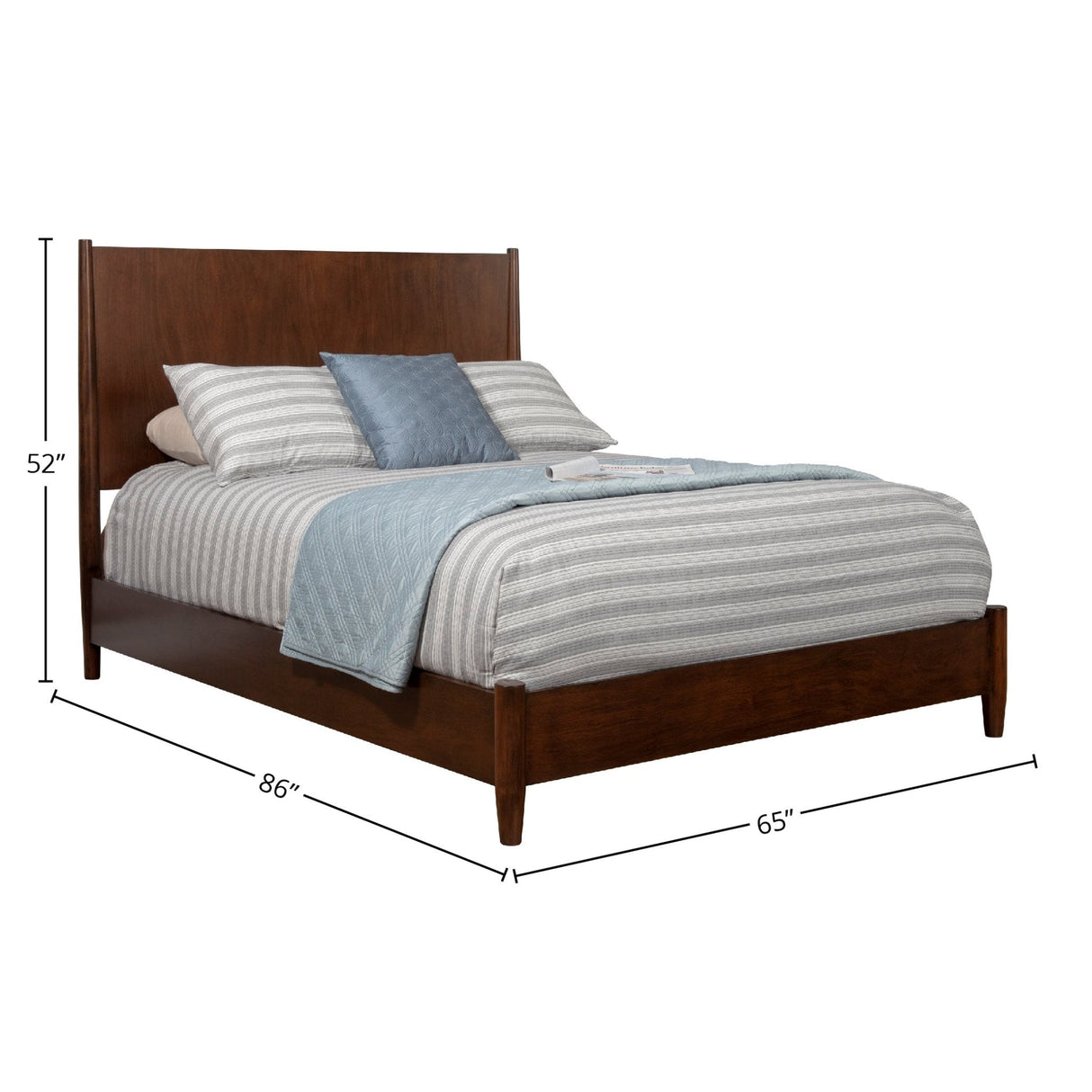 Flynn Panel Bed, Walnut-Beds-Parc Decor