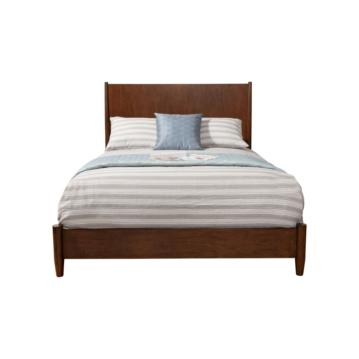 Flynn Panel Bed, Walnut-Beds-Parc Decor