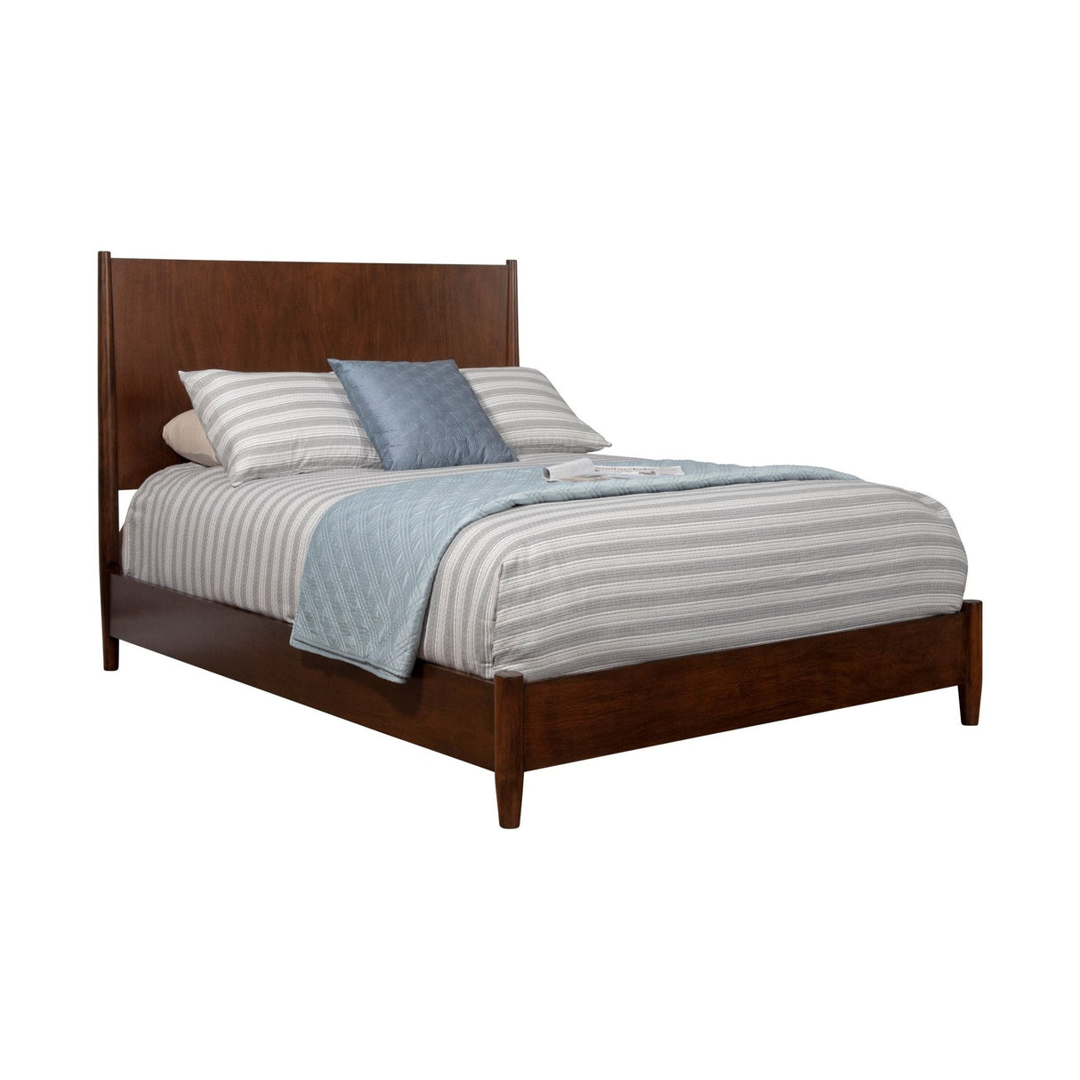 Flynn Panel Bed, Walnut-Beds-Parc Decor