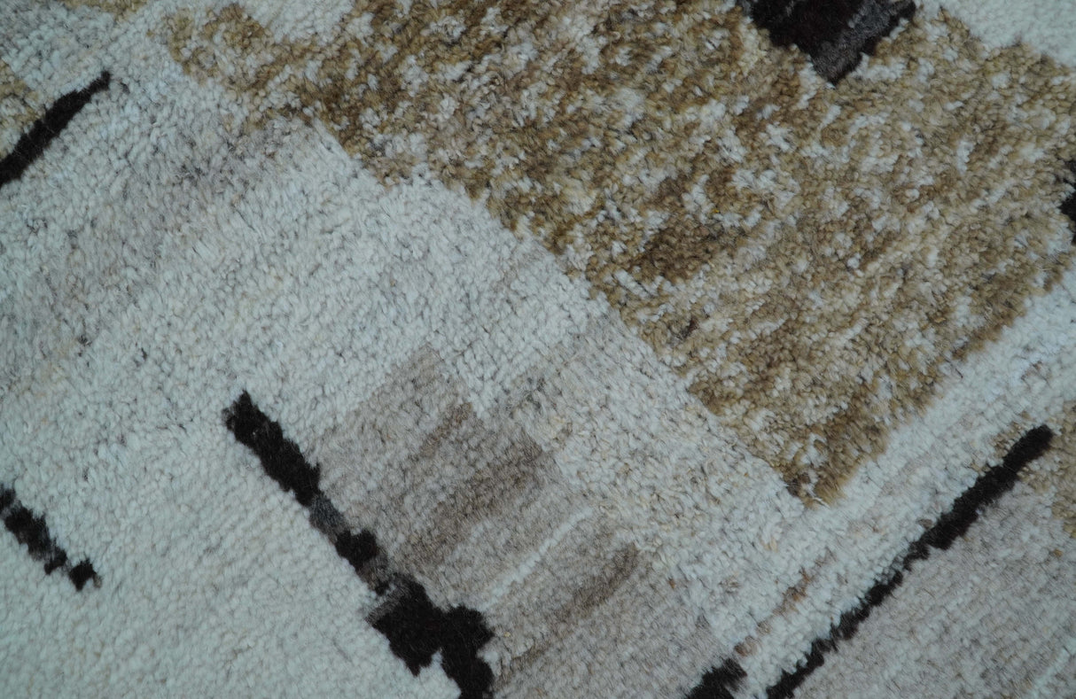 Fossil Custom Made Contemporary Brown Hand knotted Wool Rug