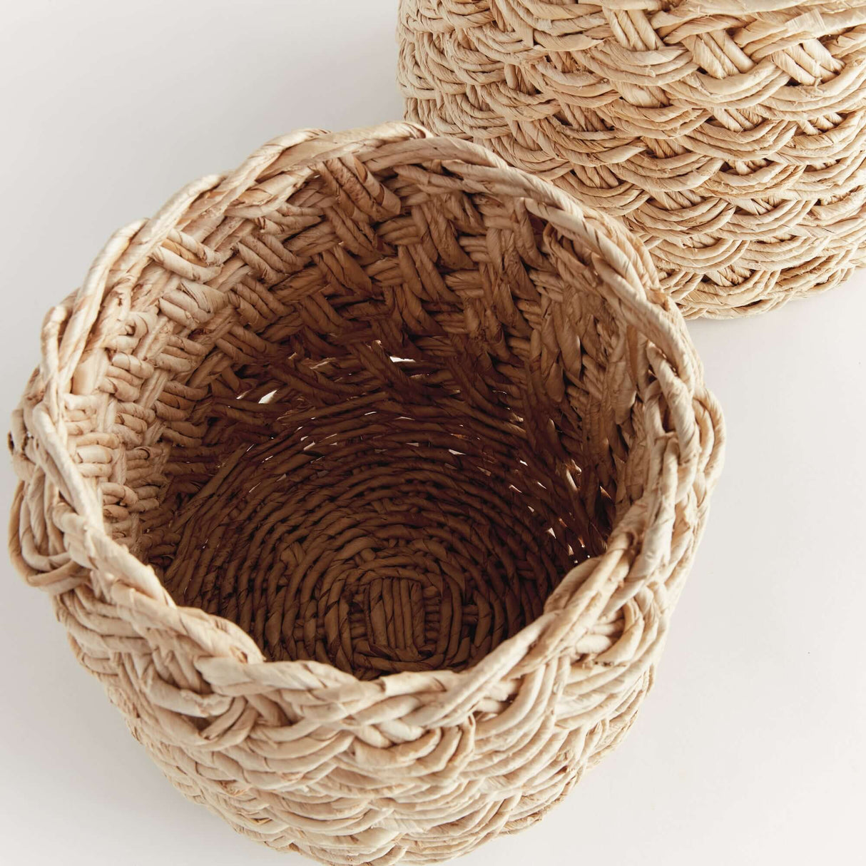 French Braided Abaca Storage Baskets (Set of 2)-Storage Baskets-Parc Decor