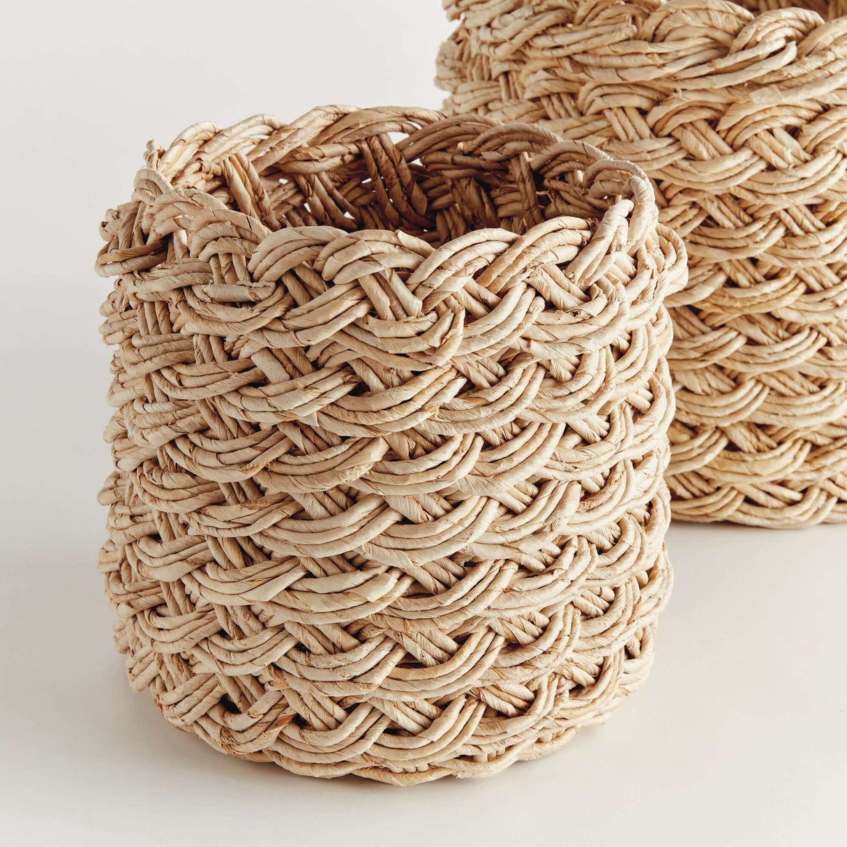 French Braided Abaca Storage Baskets (Set of 2)-Storage Baskets-Parc Decor
