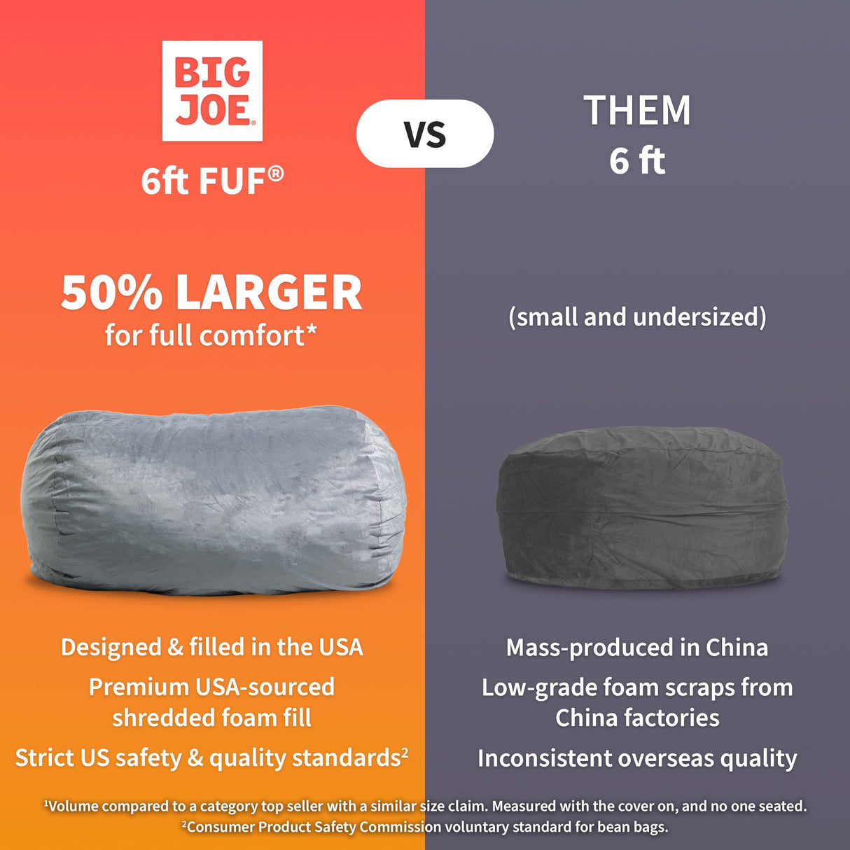 Fuf® 6Ft Foam Bean Bag Lounger