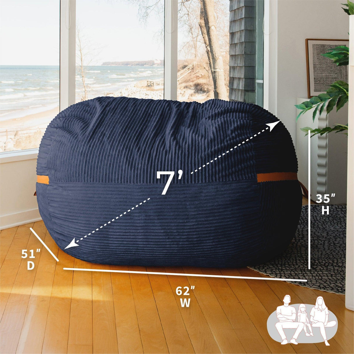 Fuf® 7Ft Foam Bean Bag