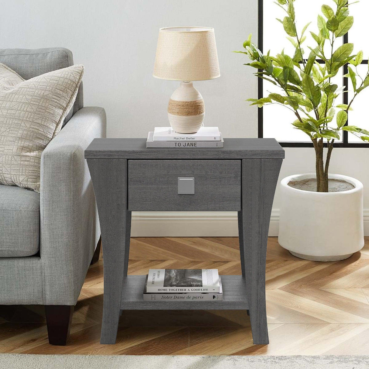 Furniture of America Amity End Table, Gray-边桌-Parc Decor