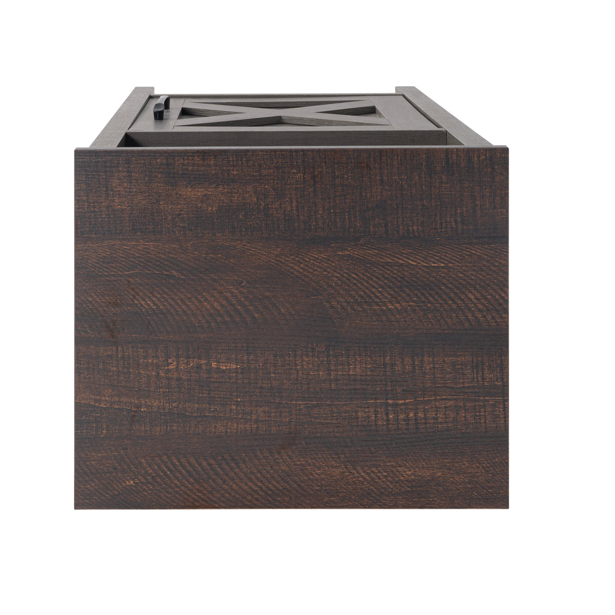 Furniture of America Farmhouse Grey 16-inch Side Table with Barn Door and Open Shelf-边桌-Parc Decor