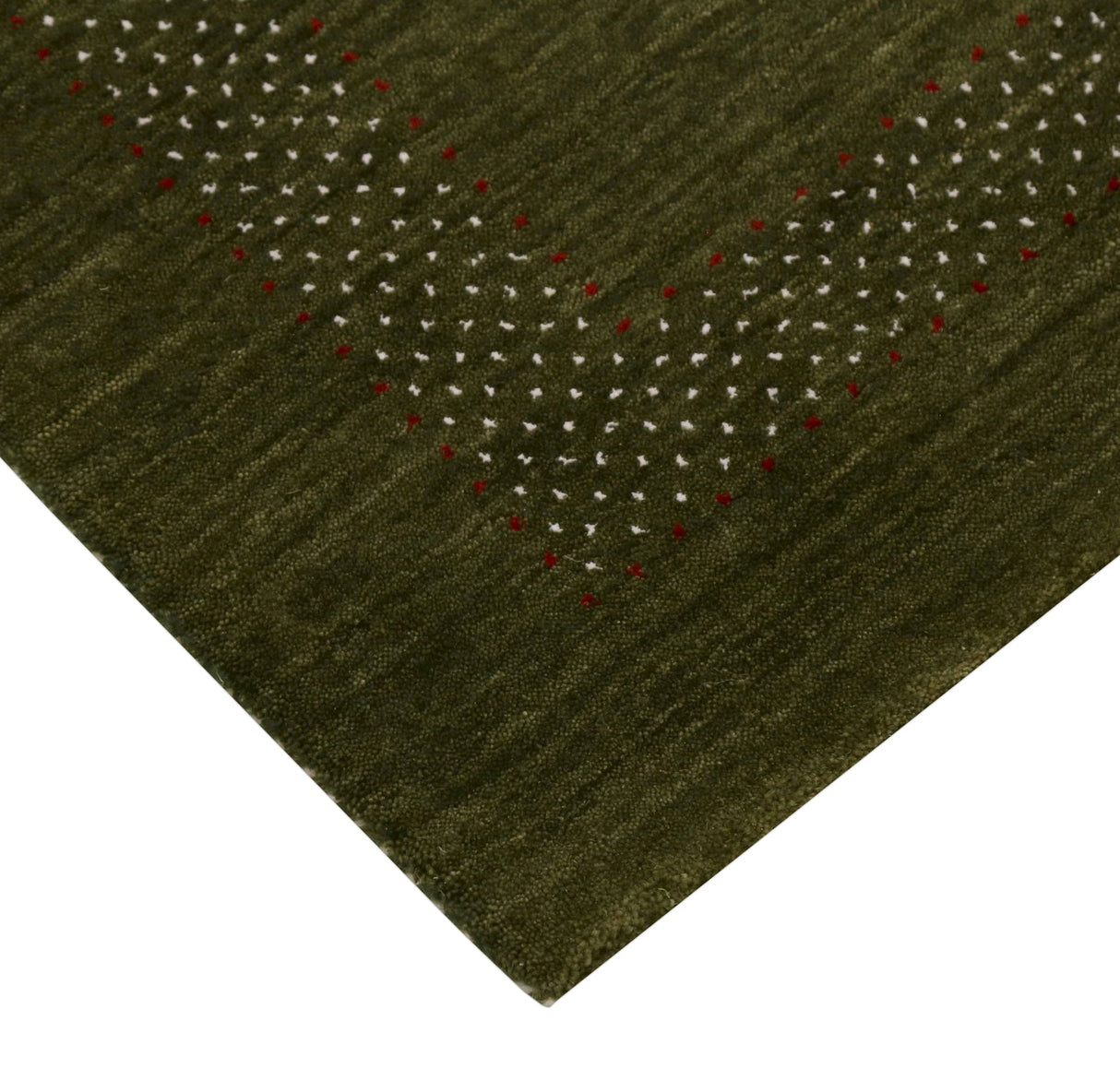 Gabbeh Design Hand Loomed Green Wool Area Rug